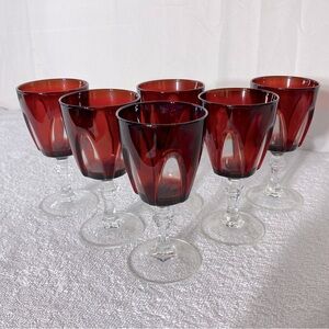 Vintage 1970’s Luminarc Arcoroc Small Gothic Red Wine Glasses x6